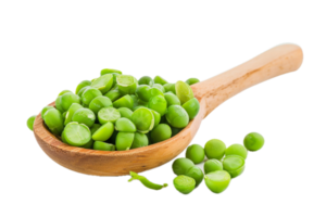 ai generado Fresco verde soja edamame en de madera cuchara png