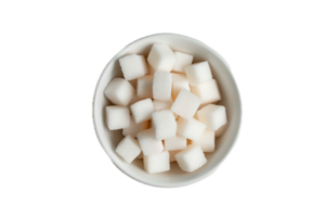 ai généré blanc sucre cubes dans une bol png