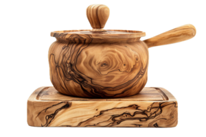 AI generated Handcrafted Olive Wood Salad Bowl png