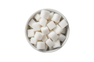 ai generato bianca zucchero cubi nel un' ciotola png