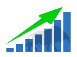 crecimiento grafico con verde flecha arriba vector