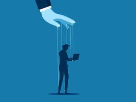Poor ethics and morals of the organization. Businessman puppet on string vector