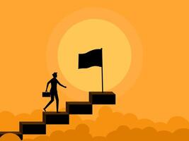 Development motivation. Businessman walking down the stairs vector