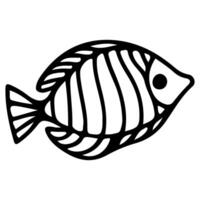 AI generated continuous single hand draw line art of fish outline doodle icon cartoon style coloring book page for kid vector illustration on white background