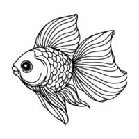AI generated continuous single hand draw line art of fish outline doodle icon cartoon style coloring book page for kid vector illustration on white background