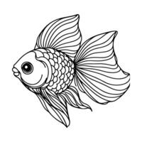 AI generated continuous single hand draw line art of fish outline doodle icon cartoon style coloring book page for kid vector illustration on white background