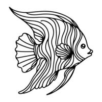 AI generated continuous single hand draw line art of fish outline doodle icon cartoon style coloring book page for kid vector illustration on white background