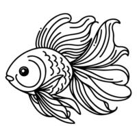 AI generated continuous single hand draw line art of fish outline doodle icon cartoon style coloring book page for kid vector illustration on white background