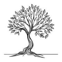 Black silhouette tree growing from the ground vector illustration on white background