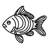 AI generated continuous single hand draw line art of fish outline doodle icon cartoon style coloring book page for kid vector illustration on white background