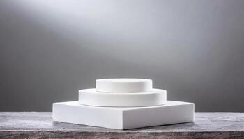 AI generated white podium or pedestal mockup  with for your products photo
