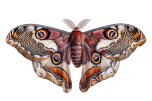 ai généré géant papillon de nuit avec œil motifs sur ailes png