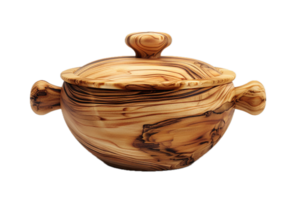 AI generated Handcrafted Olive Wood Salad Bowl png