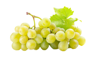 AI generated Fresh Green Grapes Bunch with Leaf png