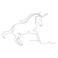 Unicorn continuous one line art drawing minimalist design vector and illustration