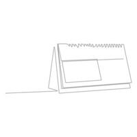 One line art table calendar continuous drawing illustrations and vectors design