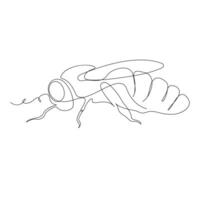 Continuous one line drawing of flying bee simple illustration bee line art vector illustration