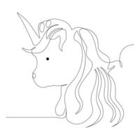 Unicorn continuous one line art drawing minimalist design vector and illustration