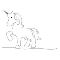 Unicorn continuous one line art drawing minimalist design vector and illustration