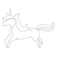 Unicorn continuous one line art drawing minimalist design vector and illustration