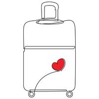 Trolly bag Continuous one line art vector of luggage design and illustration