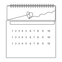 One line art table calendar continuous drawing illustrations and vectors design