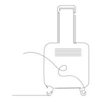 Trolly bag Continuous one line art vector of luggage design and illustration