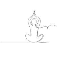 continuo uno línea dibujo en yoga actitud ejercicio minimalista diseño vector Arte y ilustración