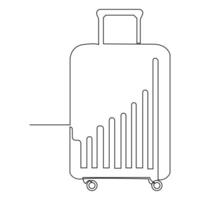 Trolly bag Continuous one line art vector of luggage design and illustration