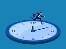 Businessman running fast according to clock time vector