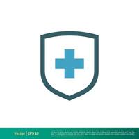 Shield and Cross Medical, Healthcare Icon Vector Logo Template Illustration Design. Vector EPS 10.