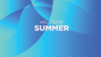 wellcome summer in abstract cold blue background vector