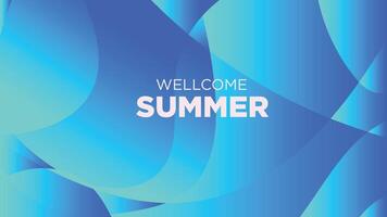 wellcome summer in abstract cold blue background vector