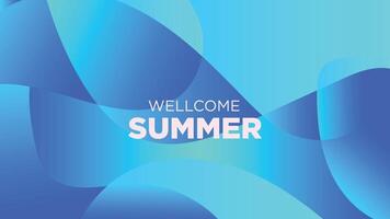 wellcome summer in abstract cold blue background vector