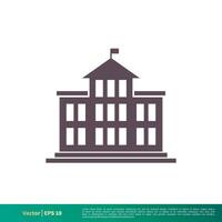 School Building Icon Vector Logo Template Illustration Design. Vector EPS 10.