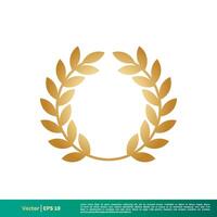 Gold Laurel Icon Vector Logo Template Illustration Design. Vector EPS 10.