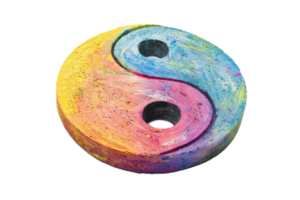 ai gerado colorida yin yang símbolo dentro giz textura png