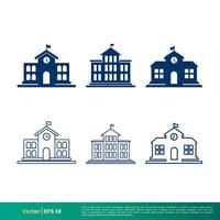 Set School Building Icon Vector Logo Template Illustration Design. Vector EPS 10.