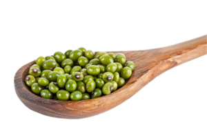 ai généré Frais vert soja Edamame sur en bois cuillère png