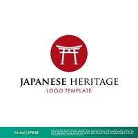 Japanese Torii Gate Vector Icon Logo Template Illustration Design. Vector EPS 10.