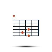 D, Basic Guitar Chord Chart Icon Vector Template