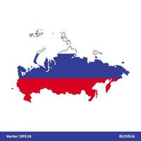 Russia - Europe Countries Map and Flag Vector Icon Template Illustration Design. Vector EPS 10.