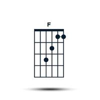 F, Basic Guitar Chord Chart Icon Vector Template