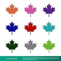 Set Color Maple Leaf Icon Vector Logo Template Illustration Design. Vector EPS 10.