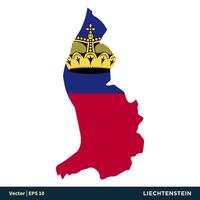 Liechtenstein - Europa países mapa y bandera vector icono modelo ilustración diseño. vector eps 10