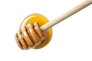 AI generated Golden Honey Dripping from Wooden Dipper png