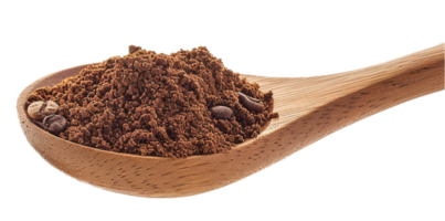 AI generated Ground Coffee and Beans on Wooden Spoon png