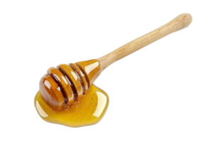 AI generated Golden Honey Dripping from Wooden Dipper png