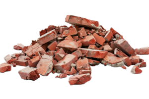 ai généré pile de cassé rouge briques png