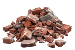 AI generated Pile of Broken Red Bricks png